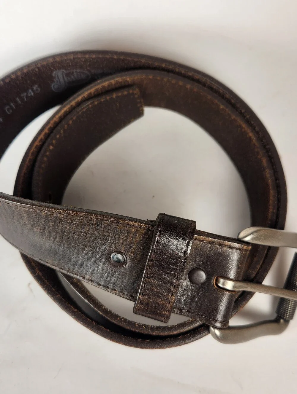 JUSTIN Men's Belt Size 44 Brown Leather Made USA